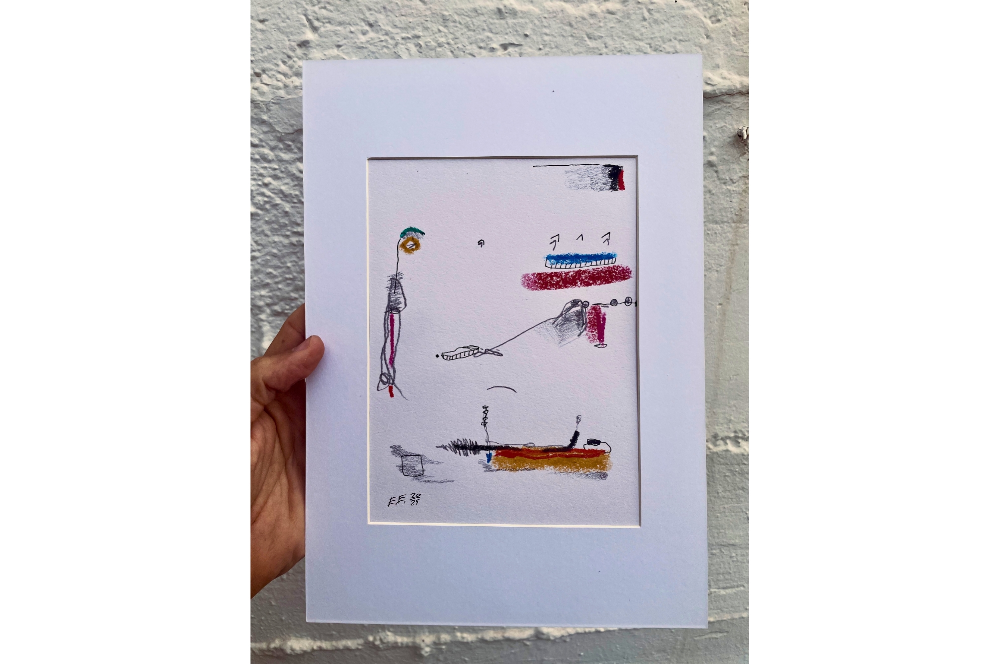 Untitled XIV — abstract mixed media work on paper, 21x29.7 cm, by Eliran Elkayam