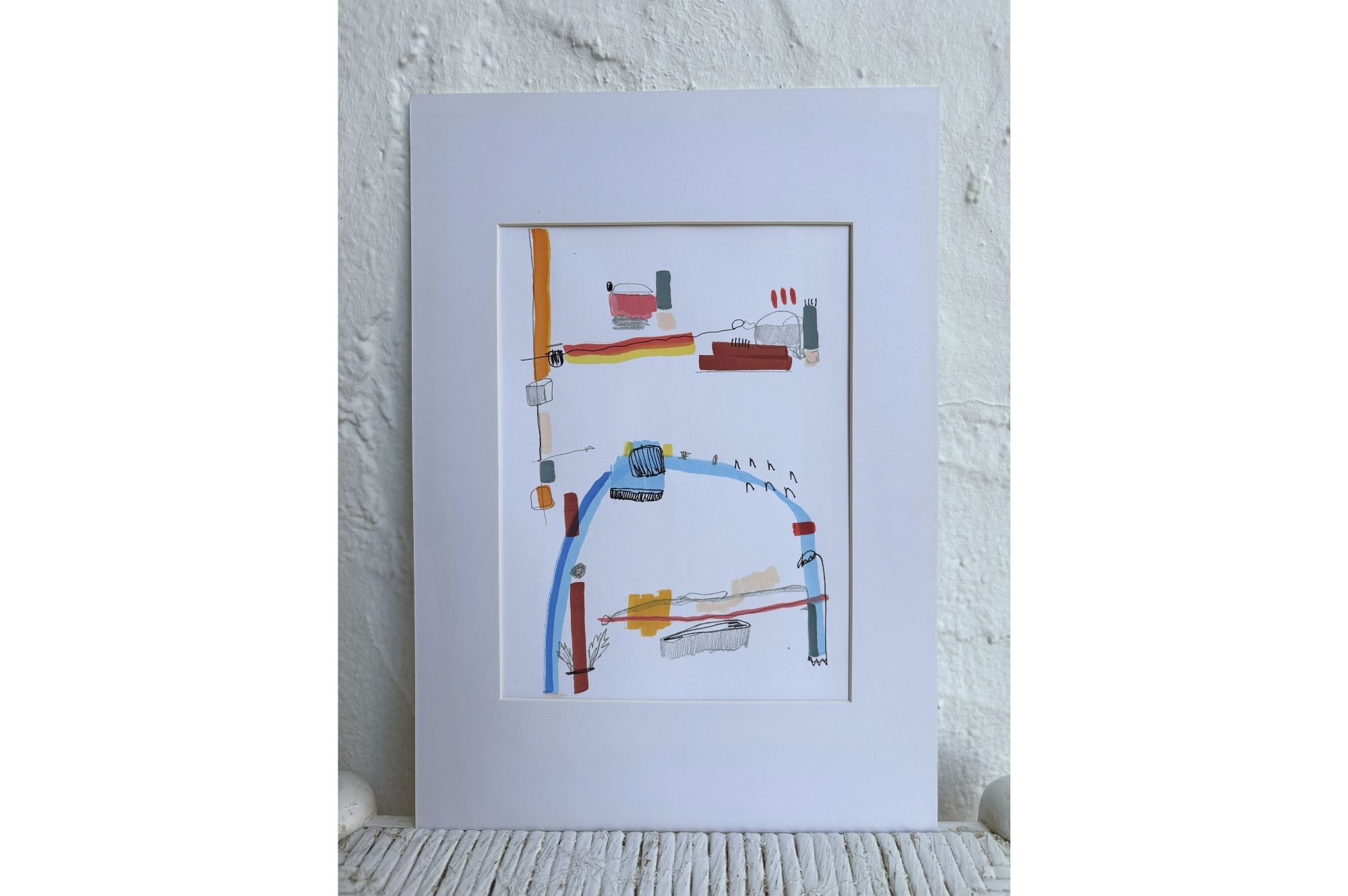 Untitled XXI — abstract mixed media work on paper, 21x29.7 cm, by Eliran Elkayam