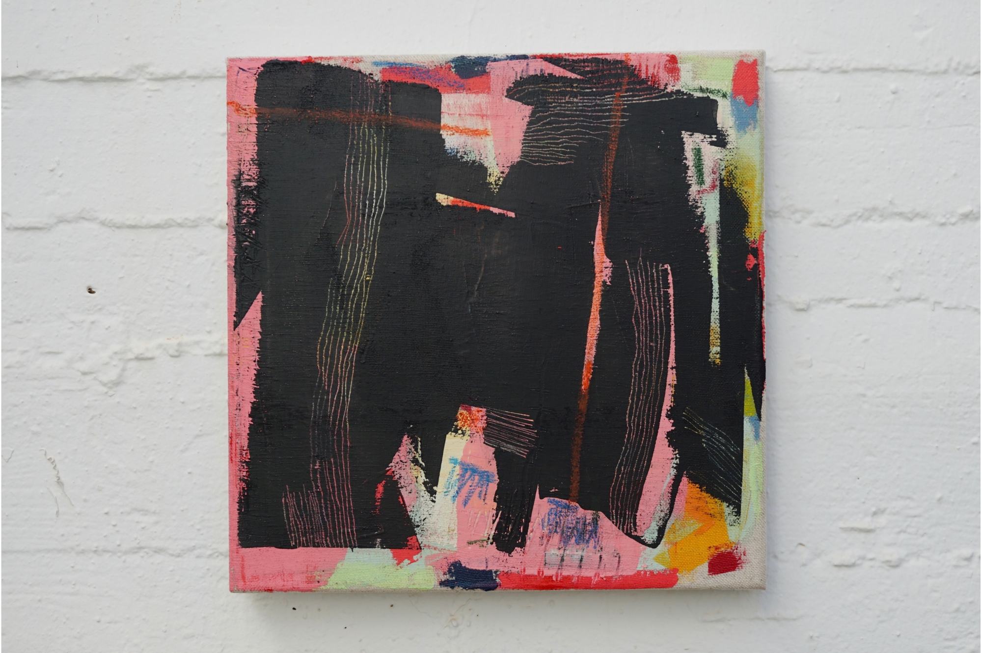 Untitled I — abstract mixed media painting on canvas, 30x30 cm, by Eliran Elkayam