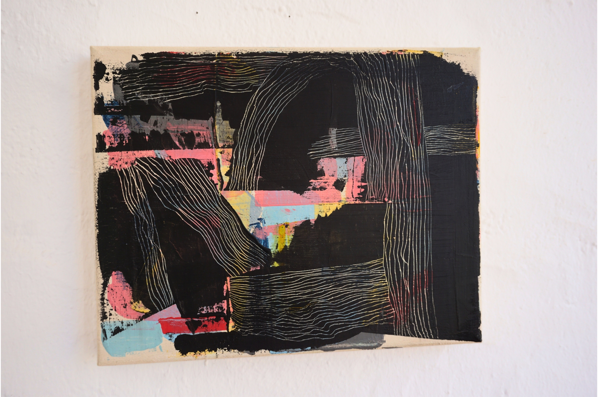 Untitled XI — abstract mixed media painting on canvas, 25x30 cm, by Eliran Elkayam
