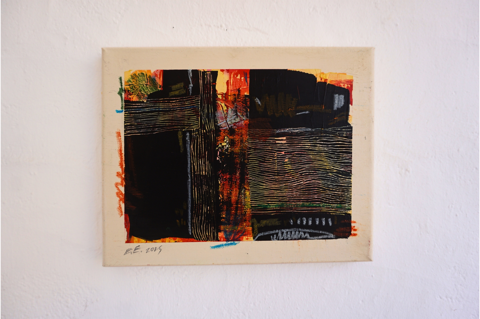 Untitled IX — abstract mixed media painting on canvas, 25x30 cm, by Eliran Elkayam